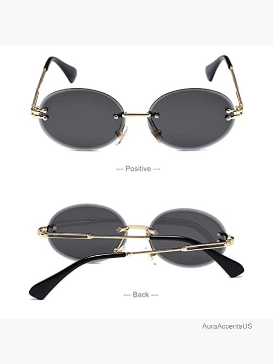 Retro Oval Sunglasses - UV400 Polarized Metal Frame Frameless Vintage main image 4